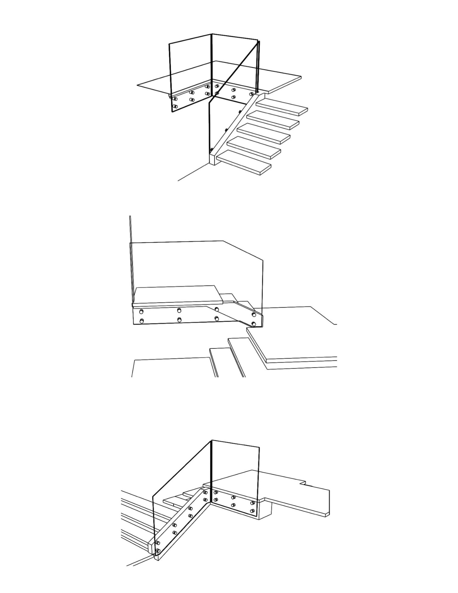 Technical drawing of a custom staircase detail